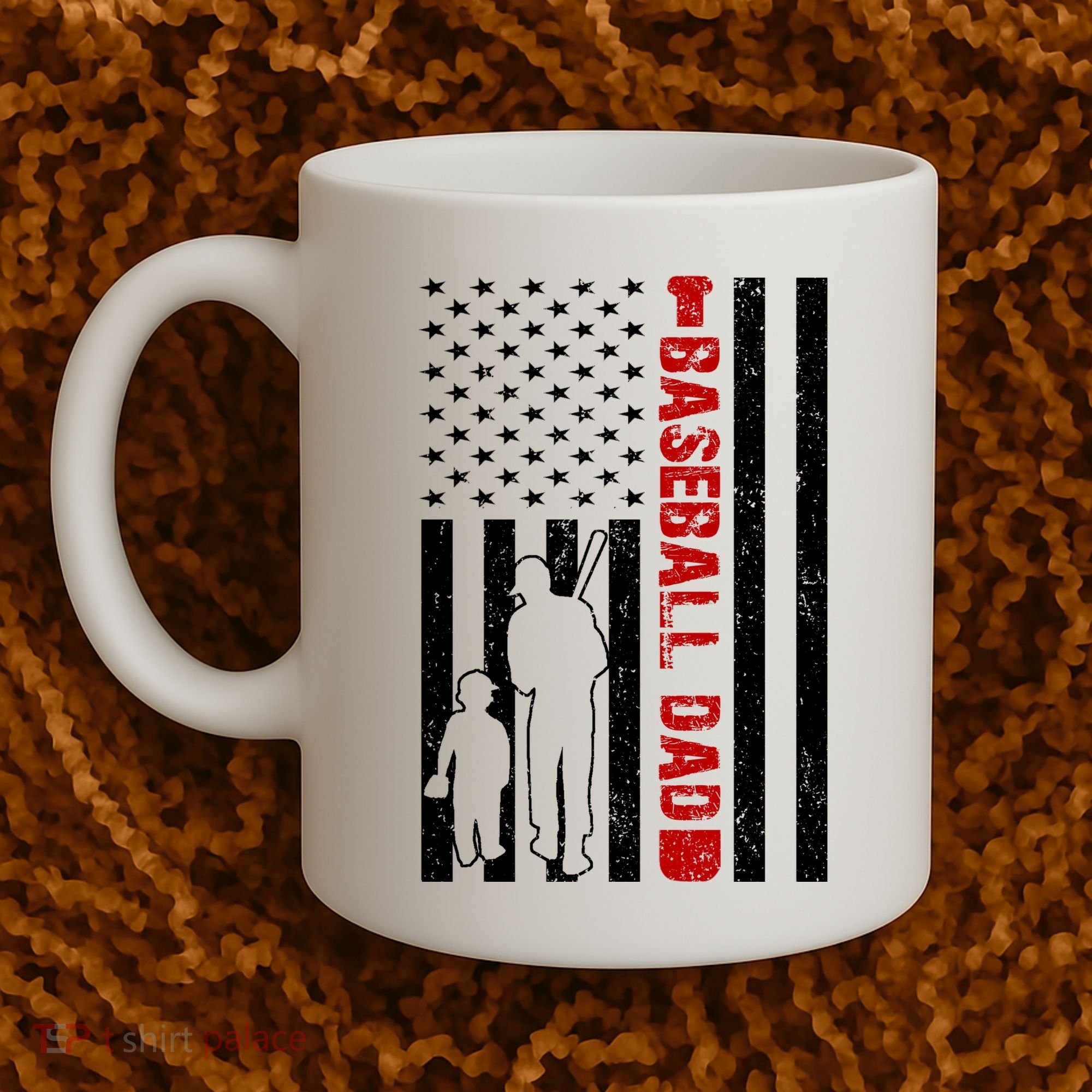 Baseball Dad USA FLag Coffee Mug