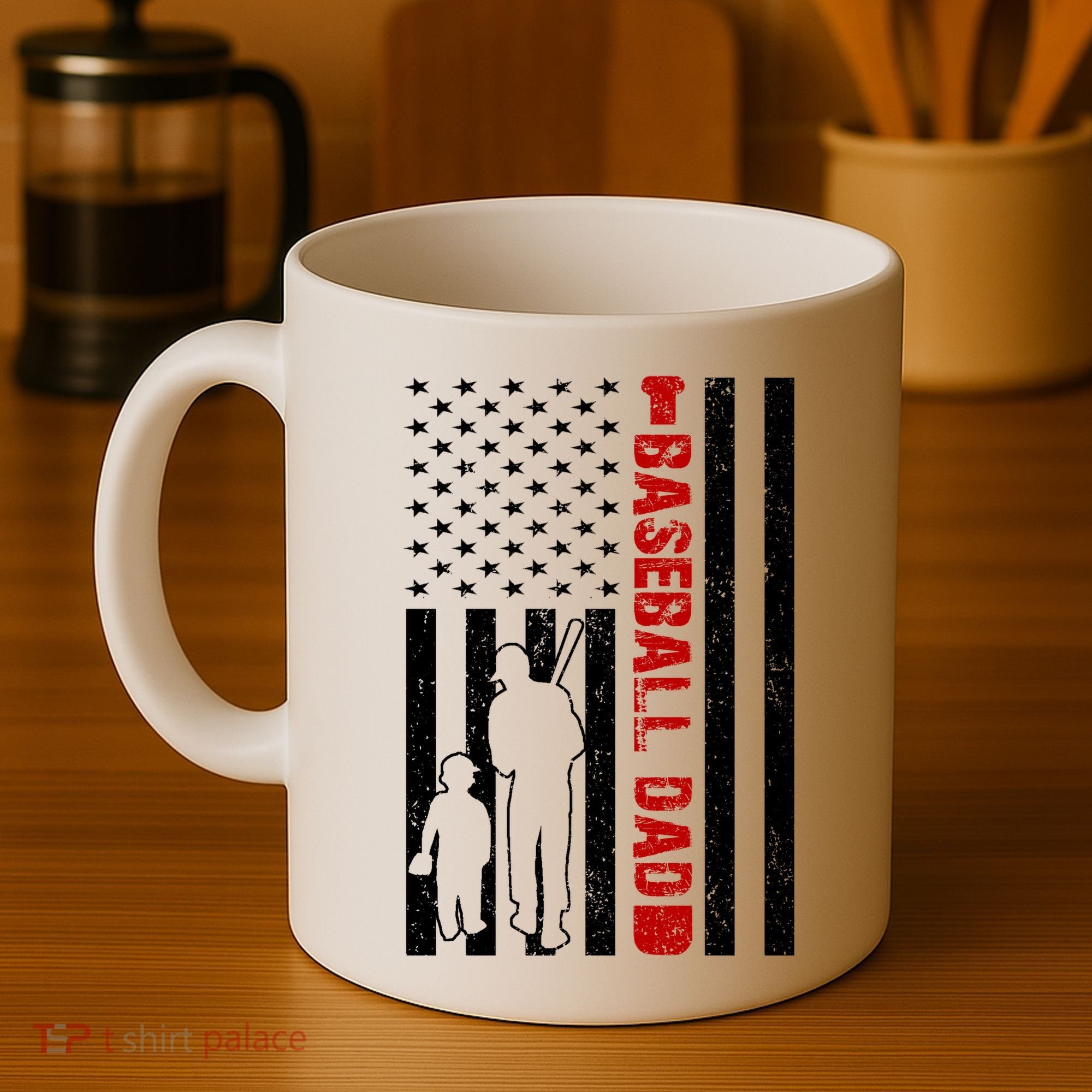 Baseball Dad USA FLag Coffee Mug
