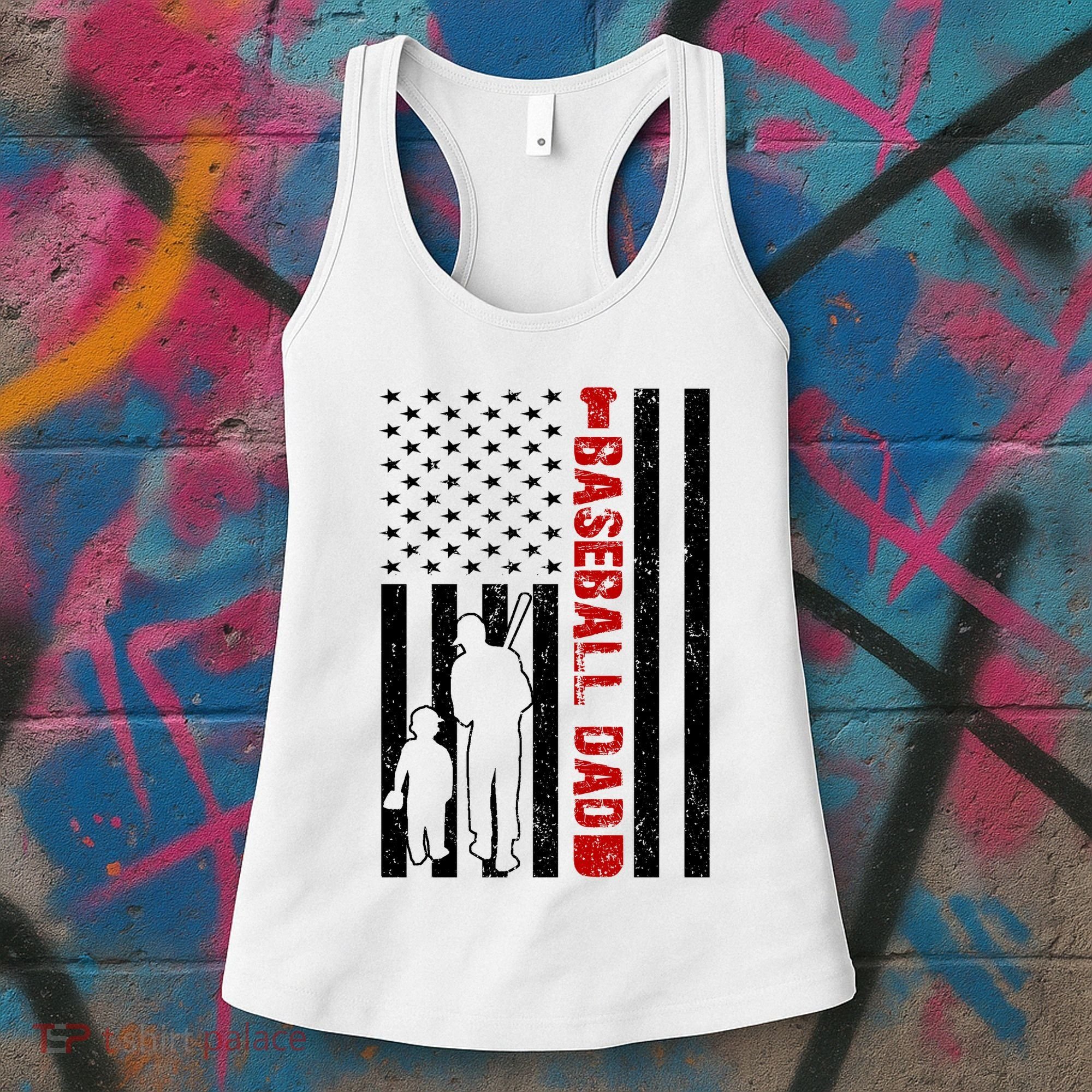 Baseball Dad USA FLag Women's Tank Top