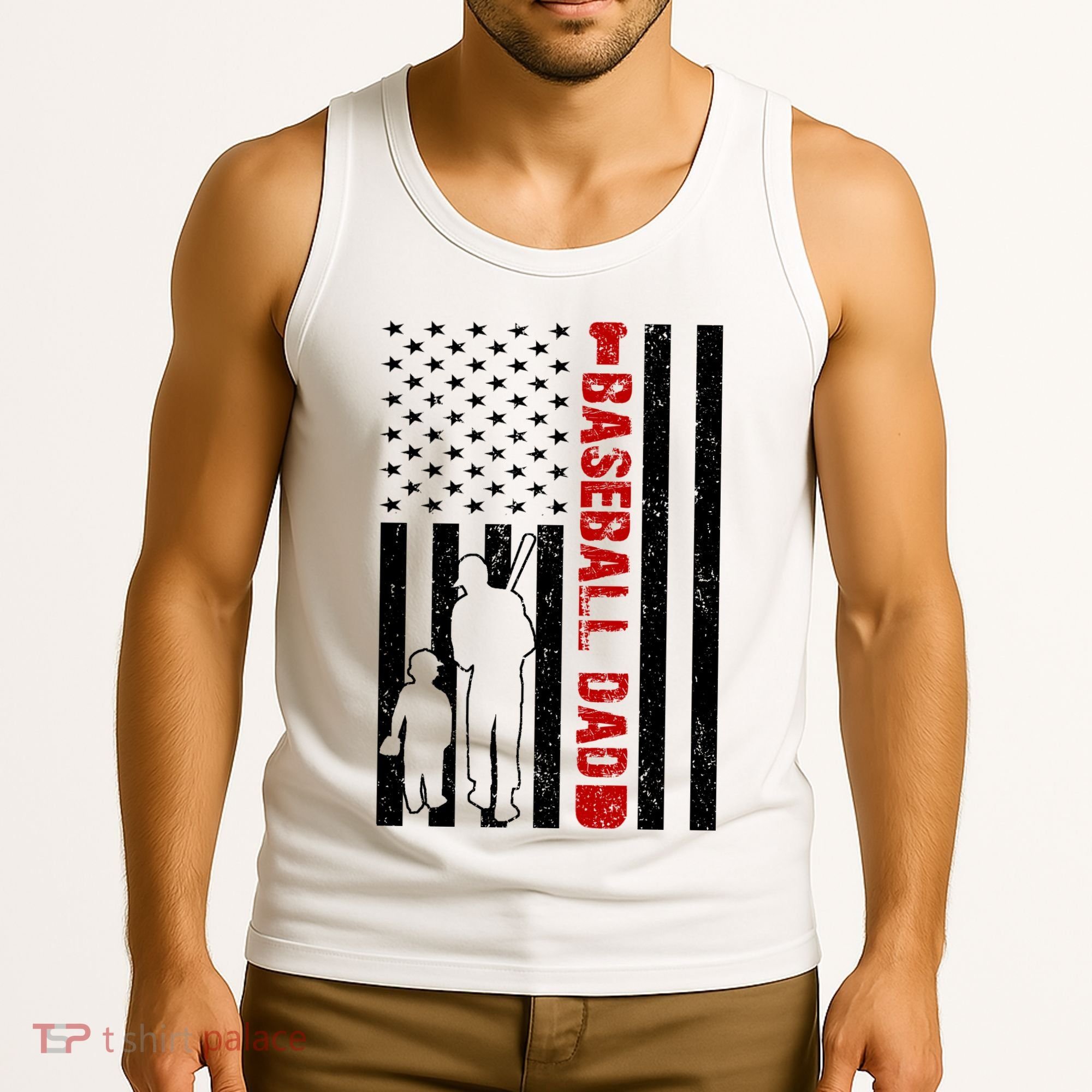 Baseball Dad USA FLag Tank Top