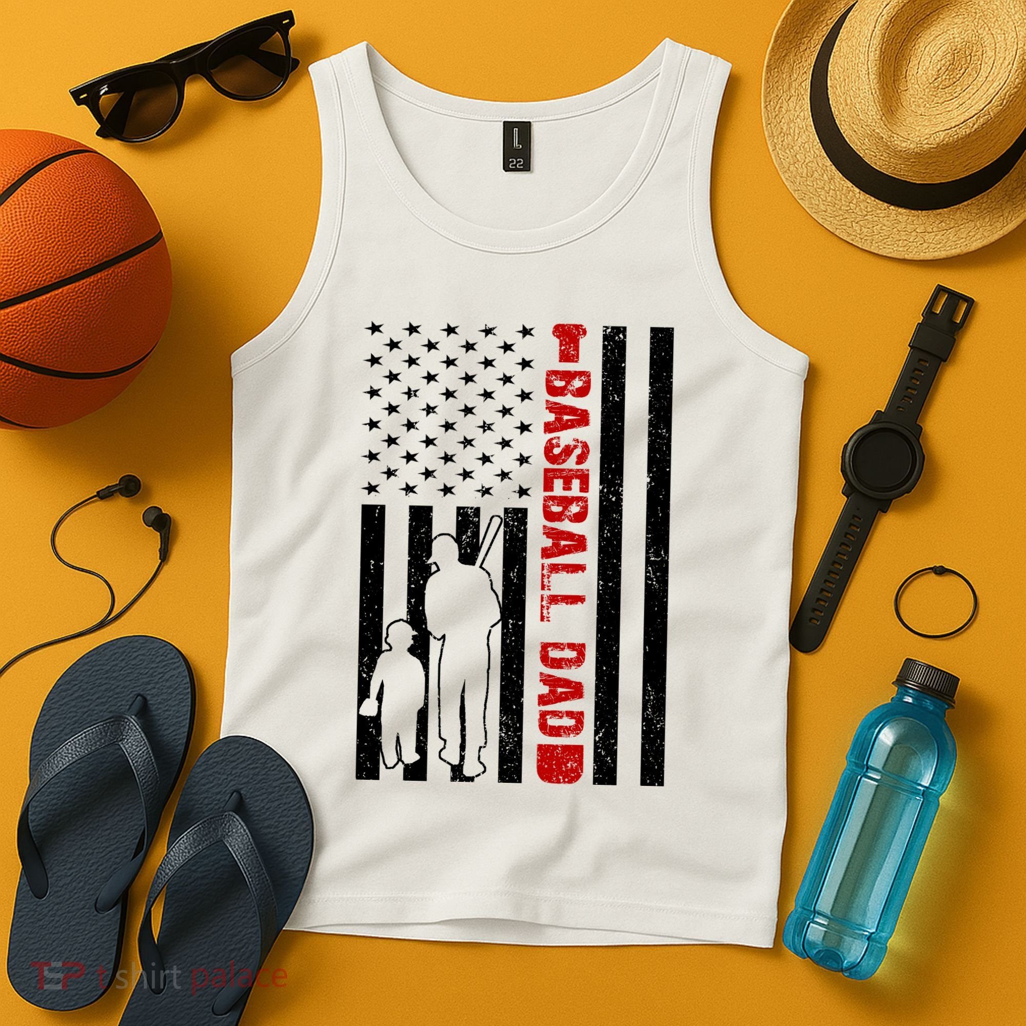 Baseball Dad USA FLag Tank Top