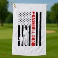 Baseball Dad USA FLag Golf Towel thumb 1