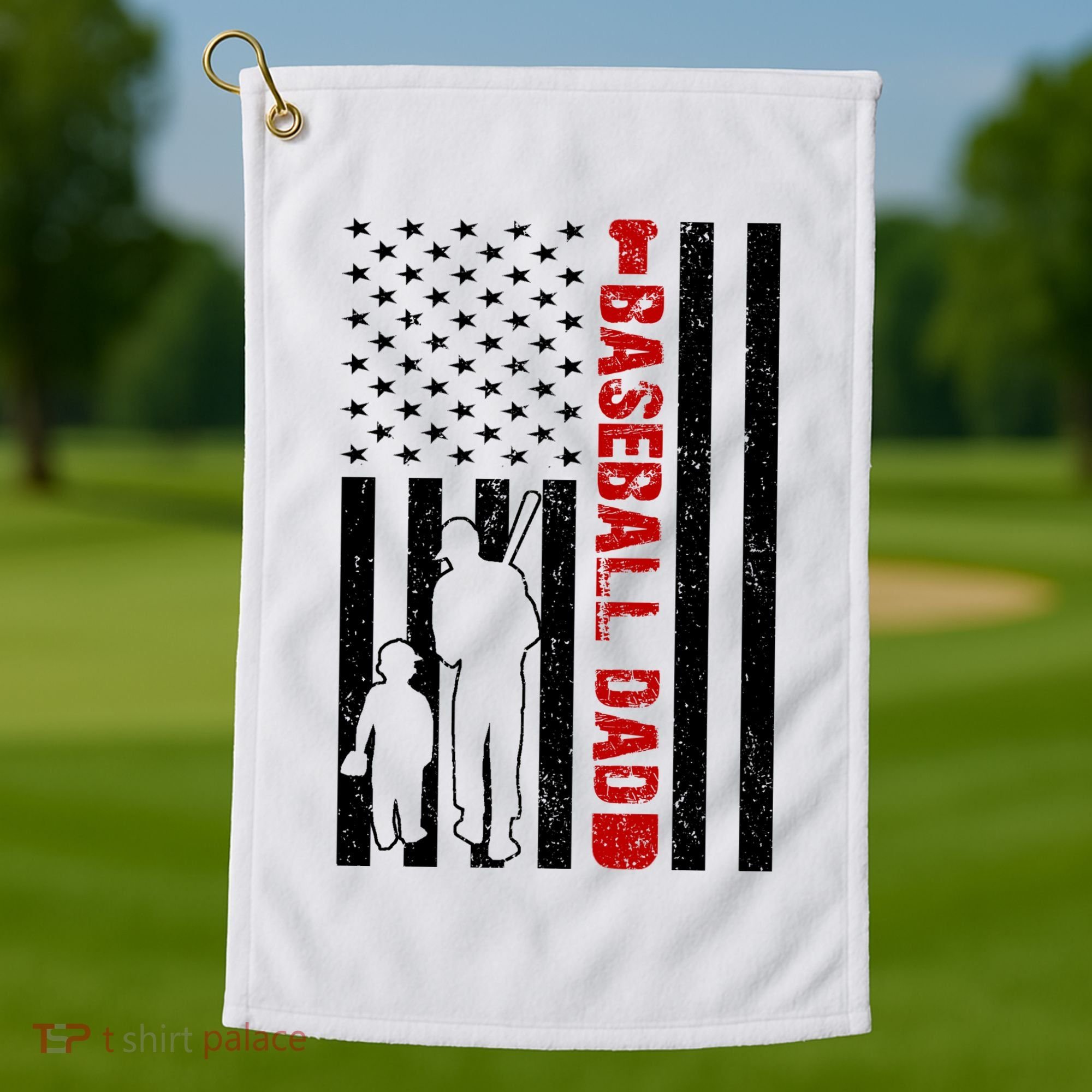 Baseball Dad USA FLag Golf Towel