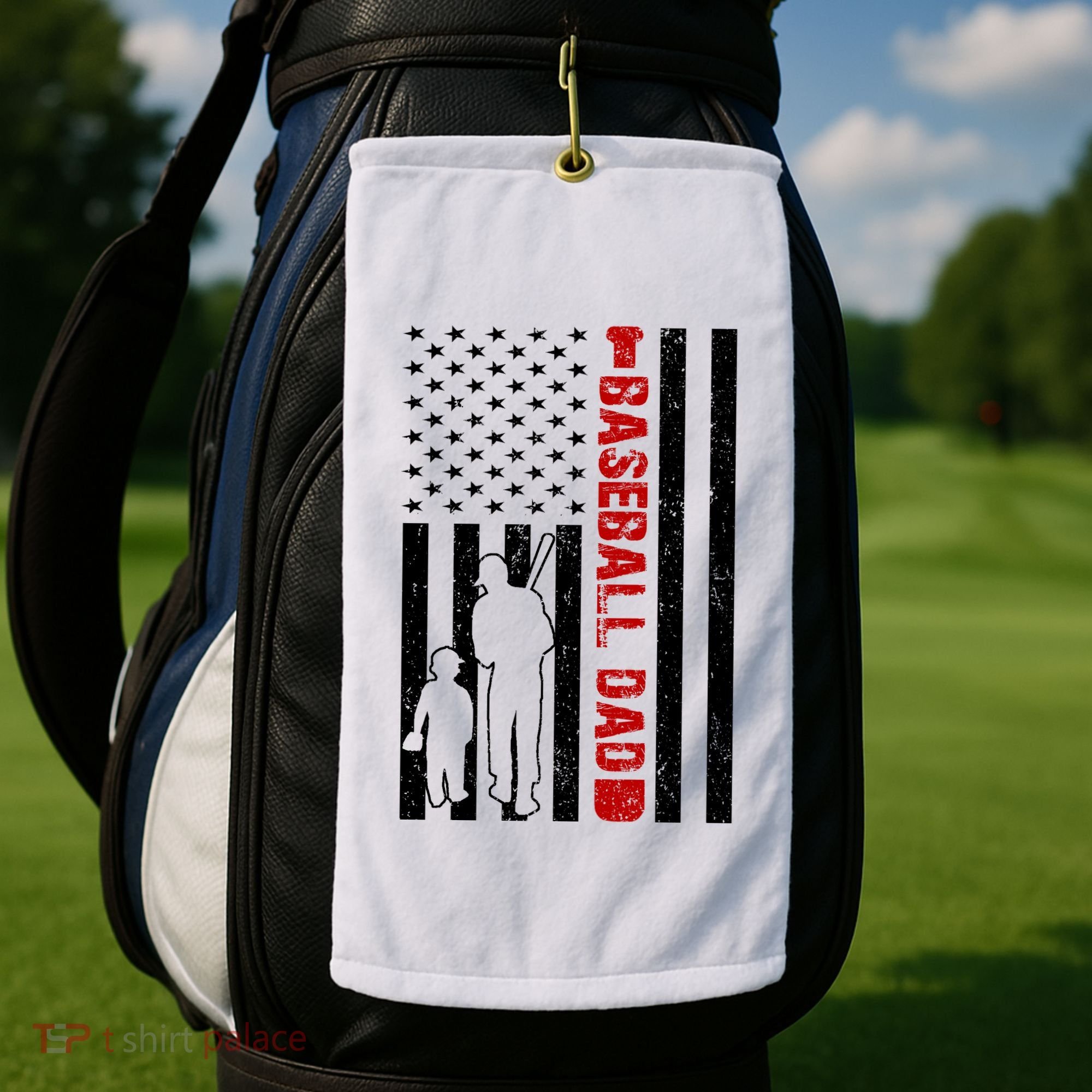 Baseball Dad USA FLag Golf Towel
