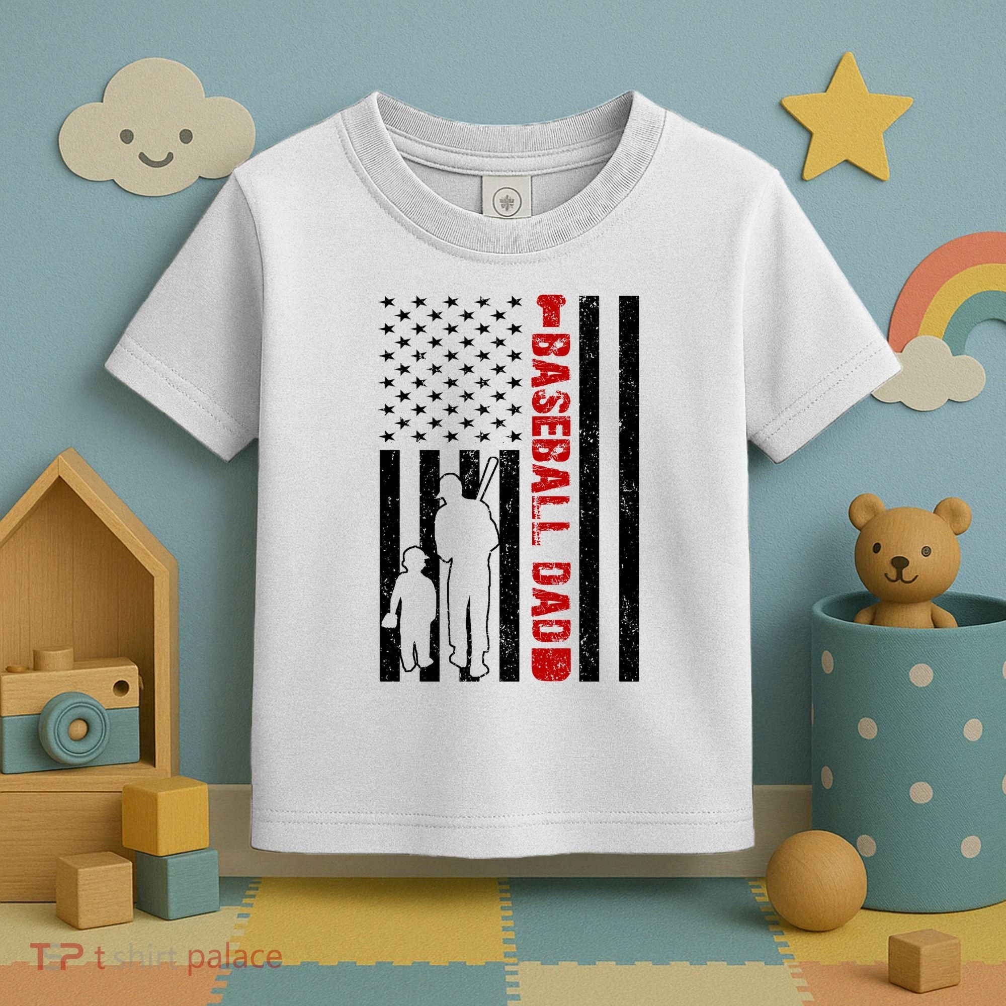 Baseball Dad USA FLag Toddler T-Shirt