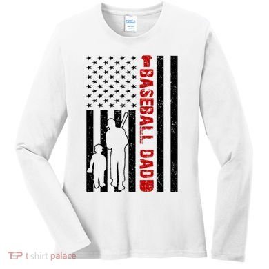 Baseball Dad USA FLag Women's Long Sleeve Shirt