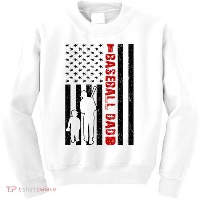 Baseball Dad USA FLag Kids Sweatshirt