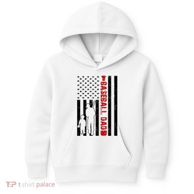 Baseball Dad USA FLag Kids Hoodie