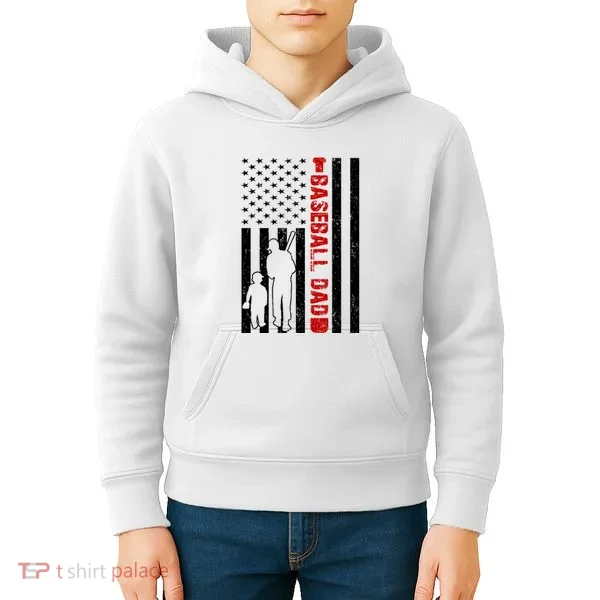 Baseball Dad USA FLag Kids Hoodie