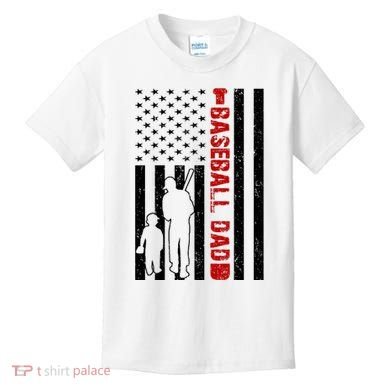 Baseball Dad USA FLag Kids T-Shirt