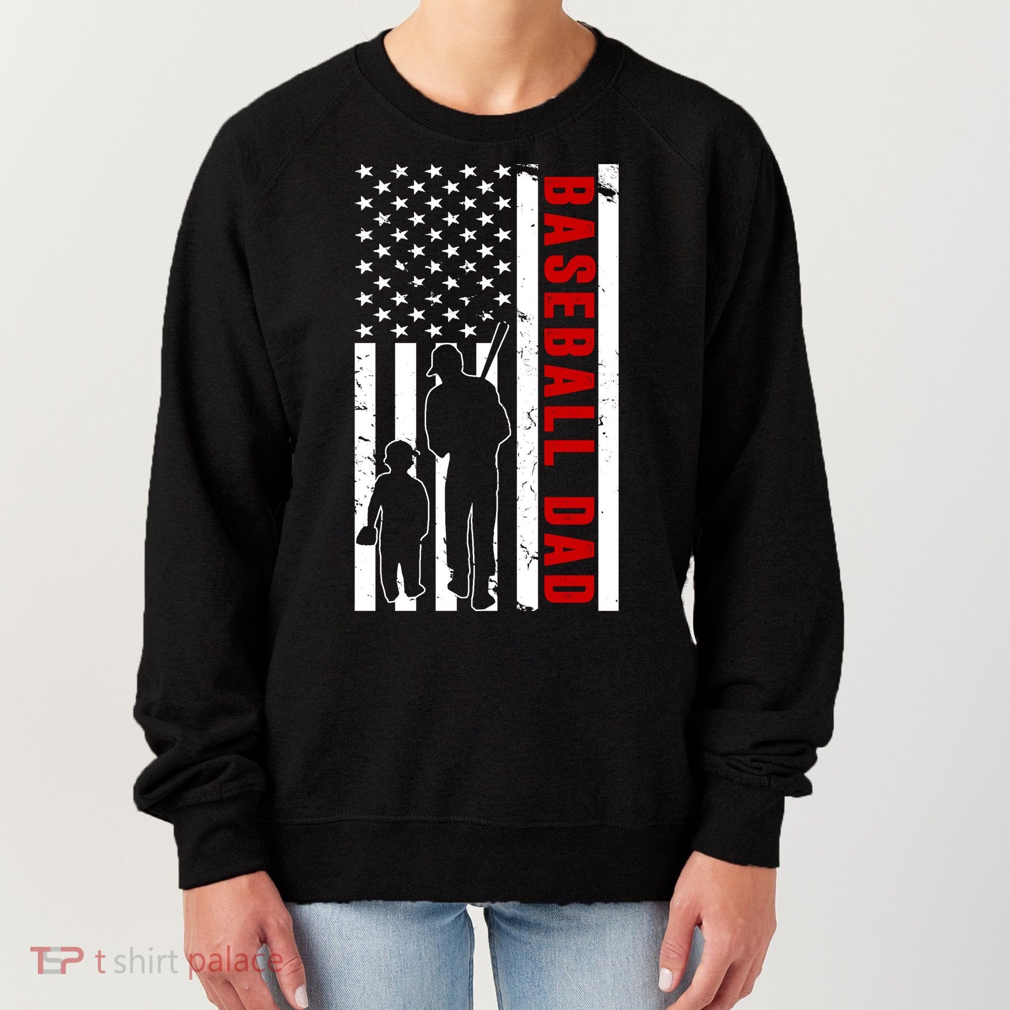 Baseball Dad USA Flag Women's Sweatshirt