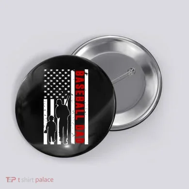 Baseball Dad USA Flag Button