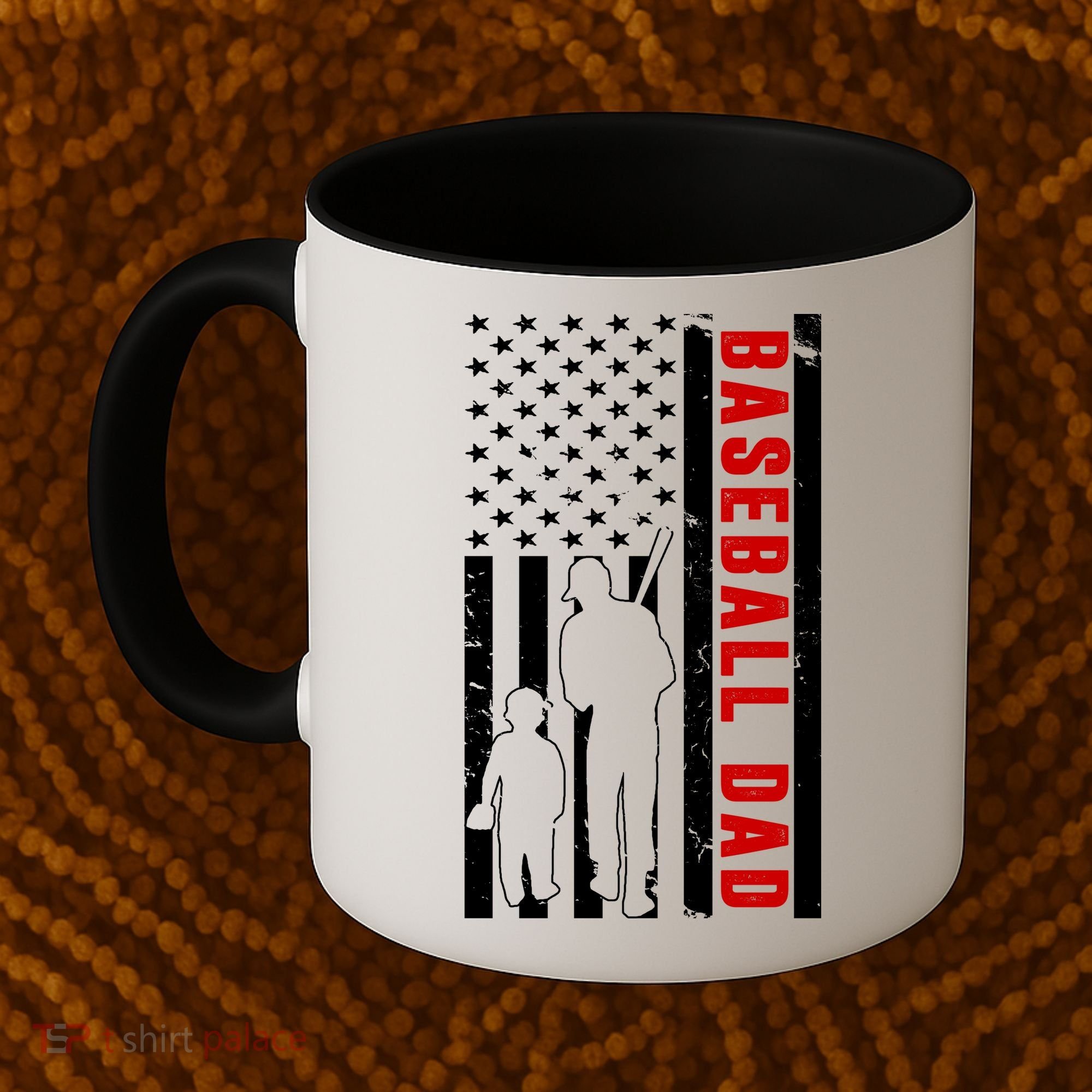 Baseball Dad USA Flag Coffee Mug