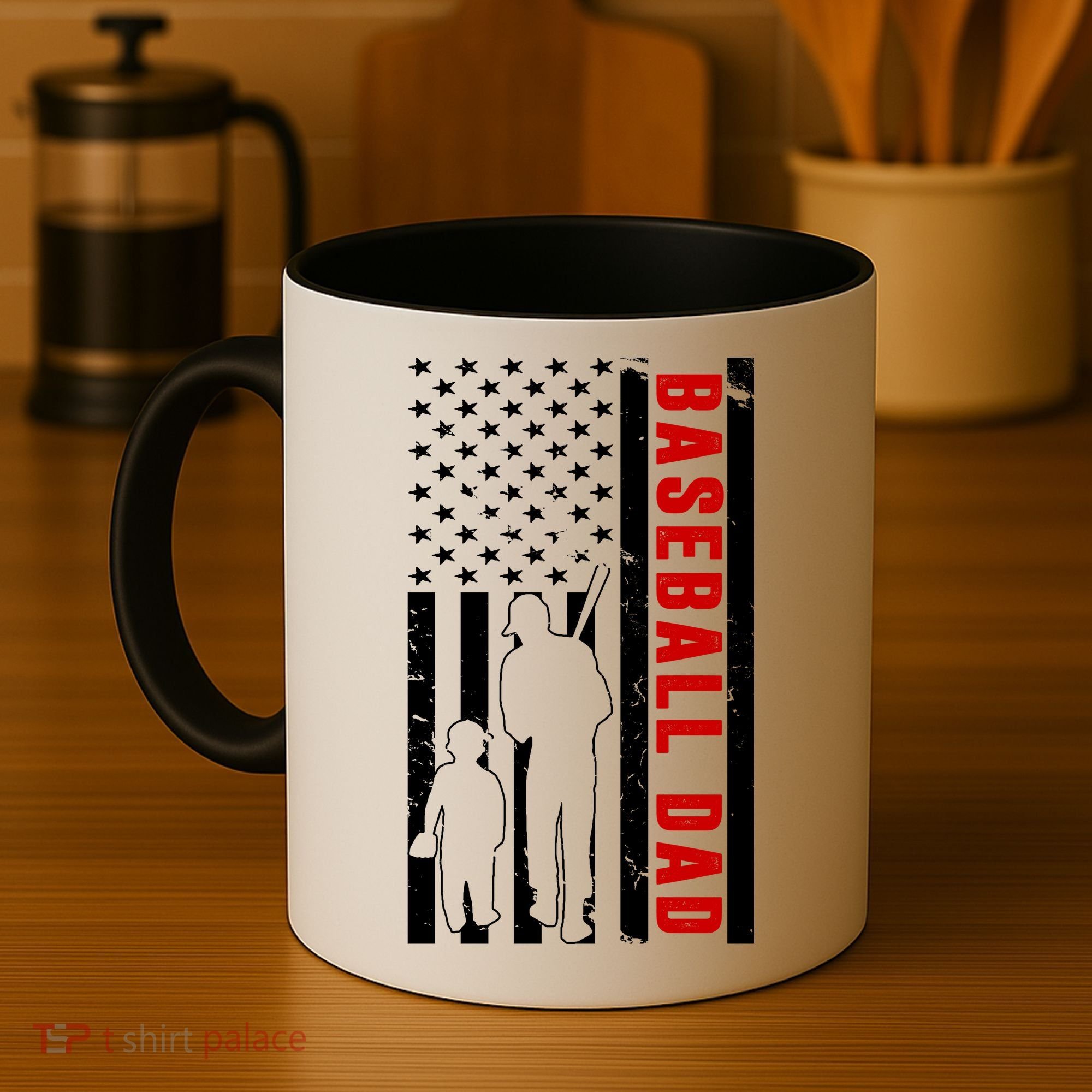 Baseball Dad USA Flag Coffee Mug