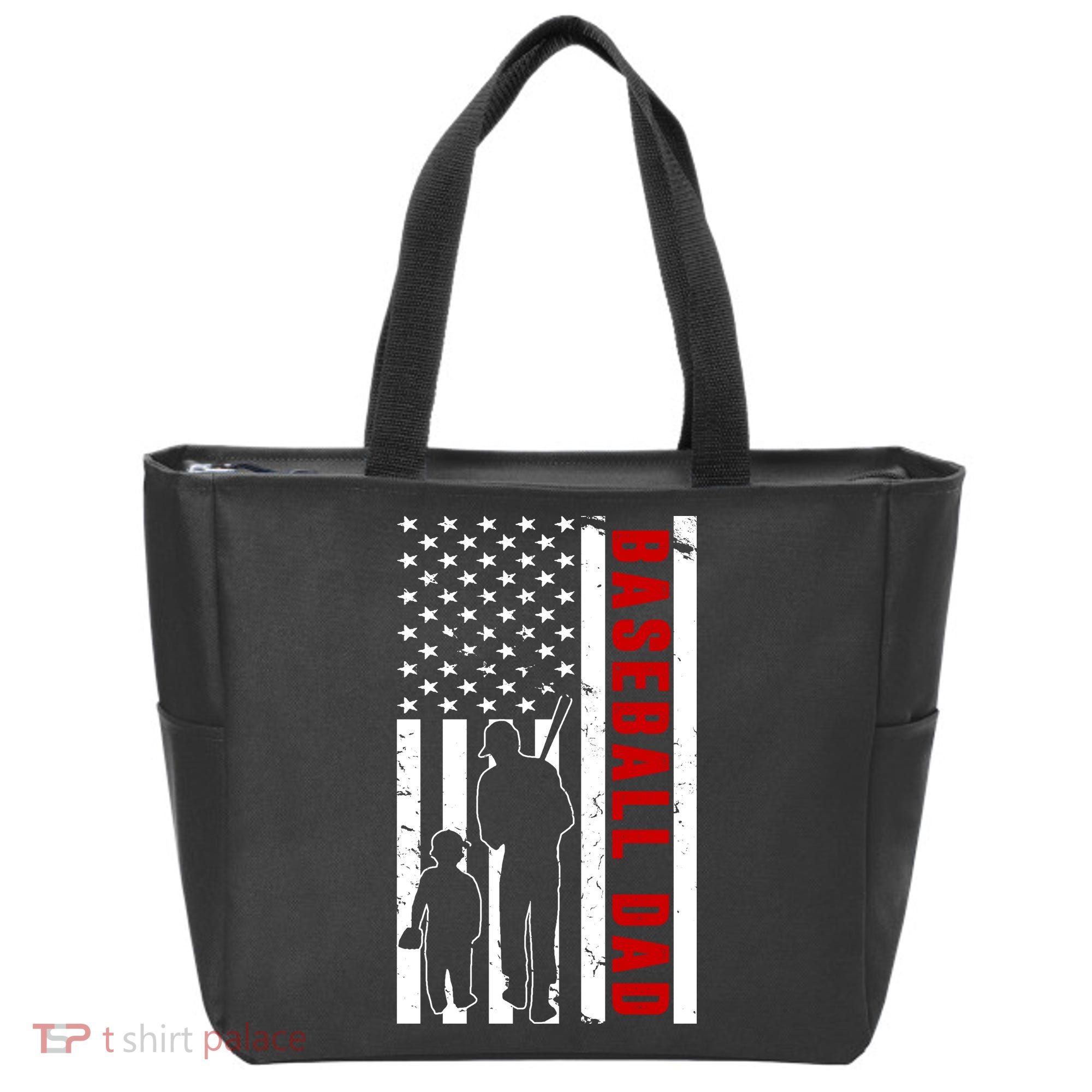 Baseball Dad USA Flag Tote Bag