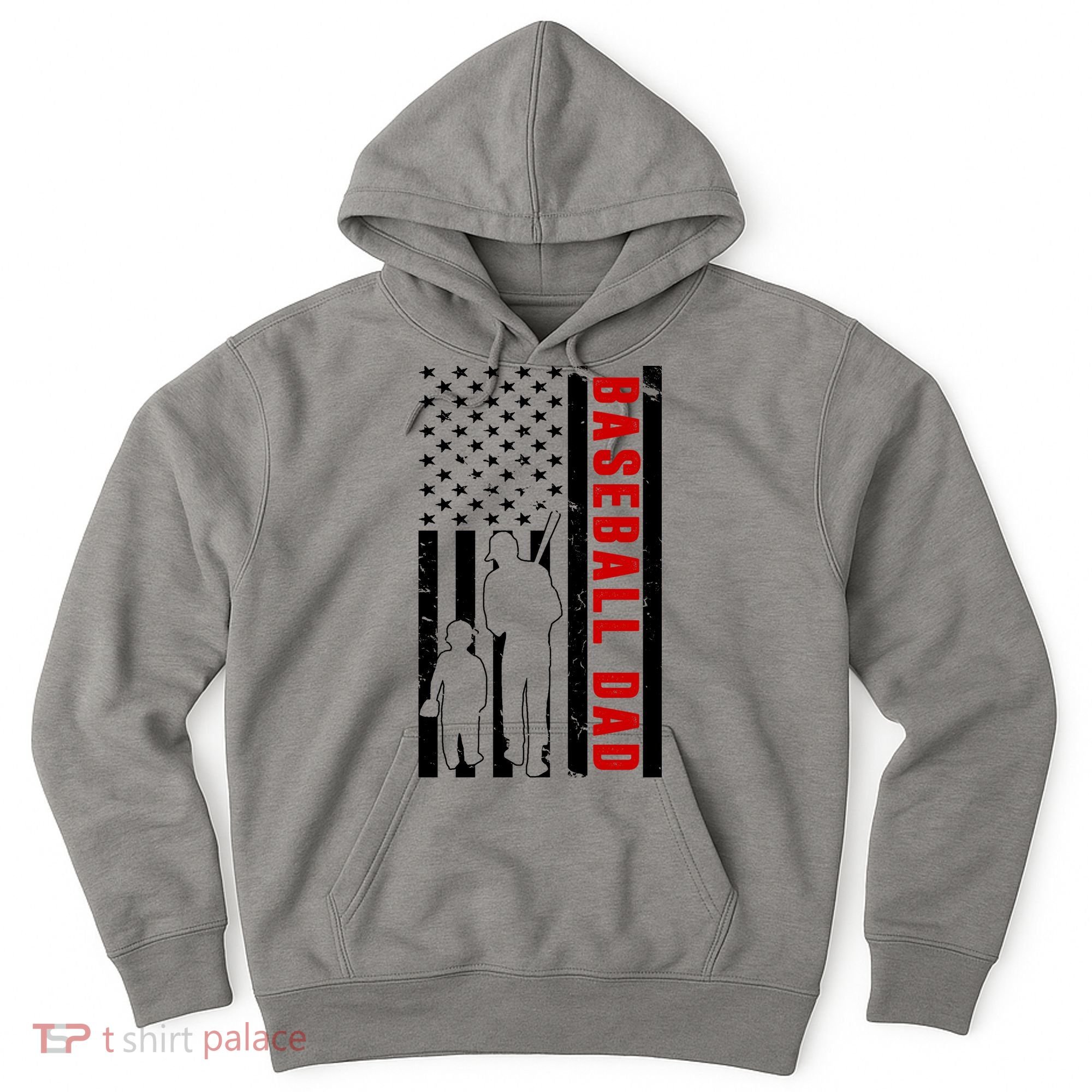 Baseball Dad USA Flag Hoodie