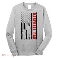 Baseball Dad USA Flag Long Sleeve Shirt thumb 0