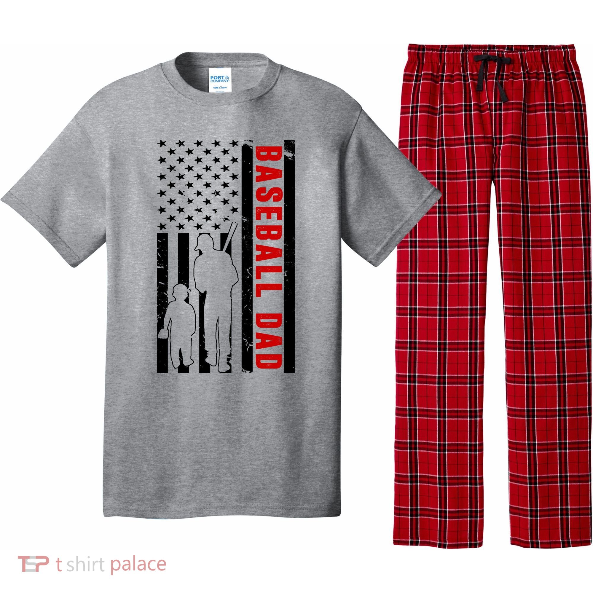 Baseball Dad USA Flag Pajama Set
