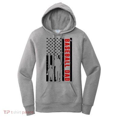 Baseball Dad USA Flag Women's Hoodie