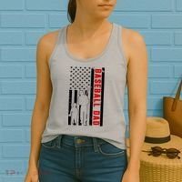Baseball Dad USA Flag Women's Tank Top thumb 2