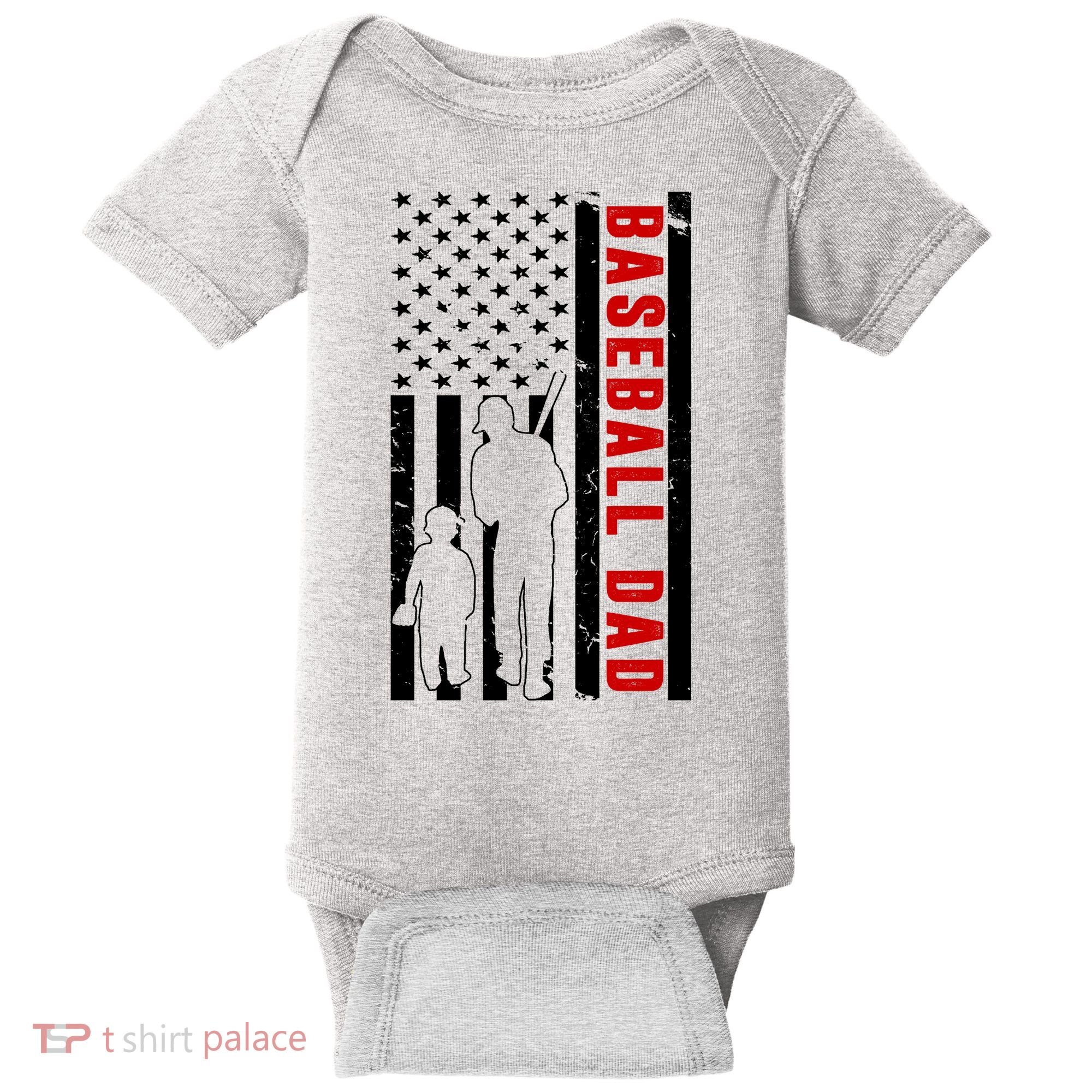 Baseball Dad USA Flag Baby Bodysuit