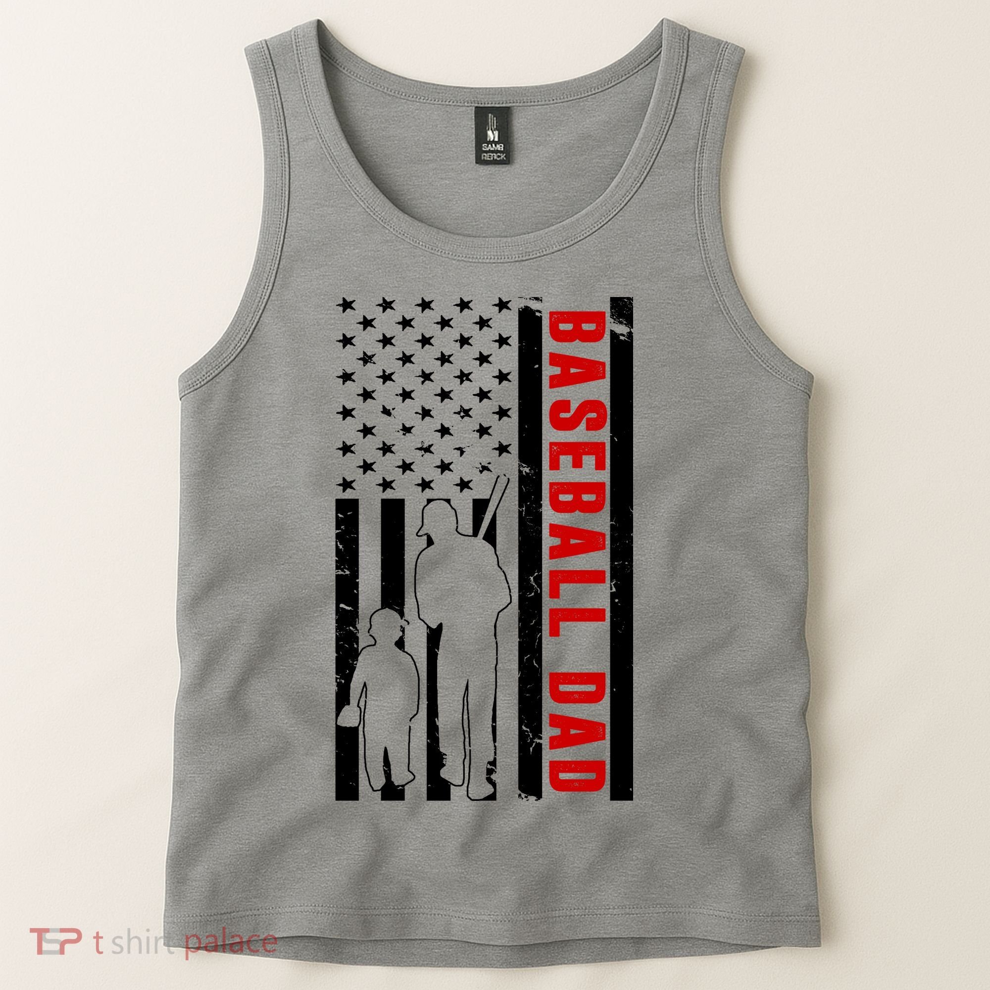 Baseball Dad USA Flag Tank Top
