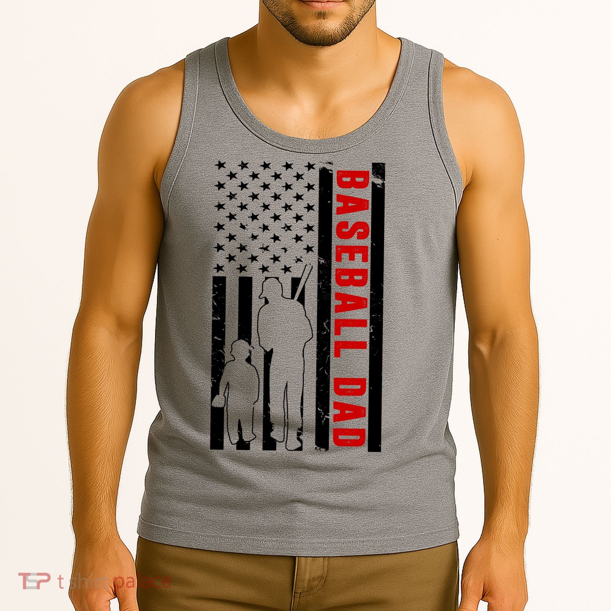 Baseball Dad USA Flag Tank Top