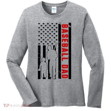 Baseball Dad USA Flag Women's Long Sleeve Shirt