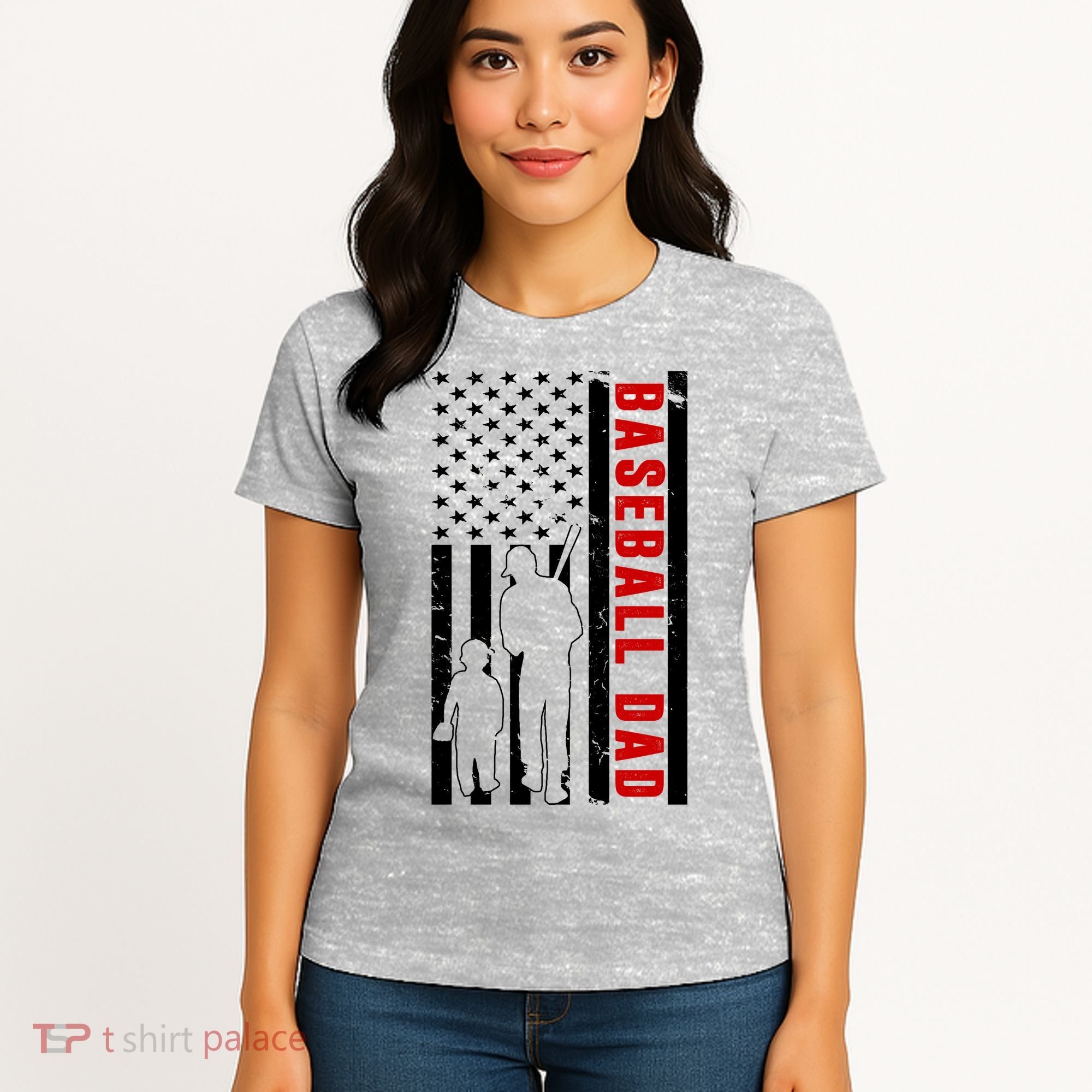 Baseball Dad USA Flag Women's T-Shirt