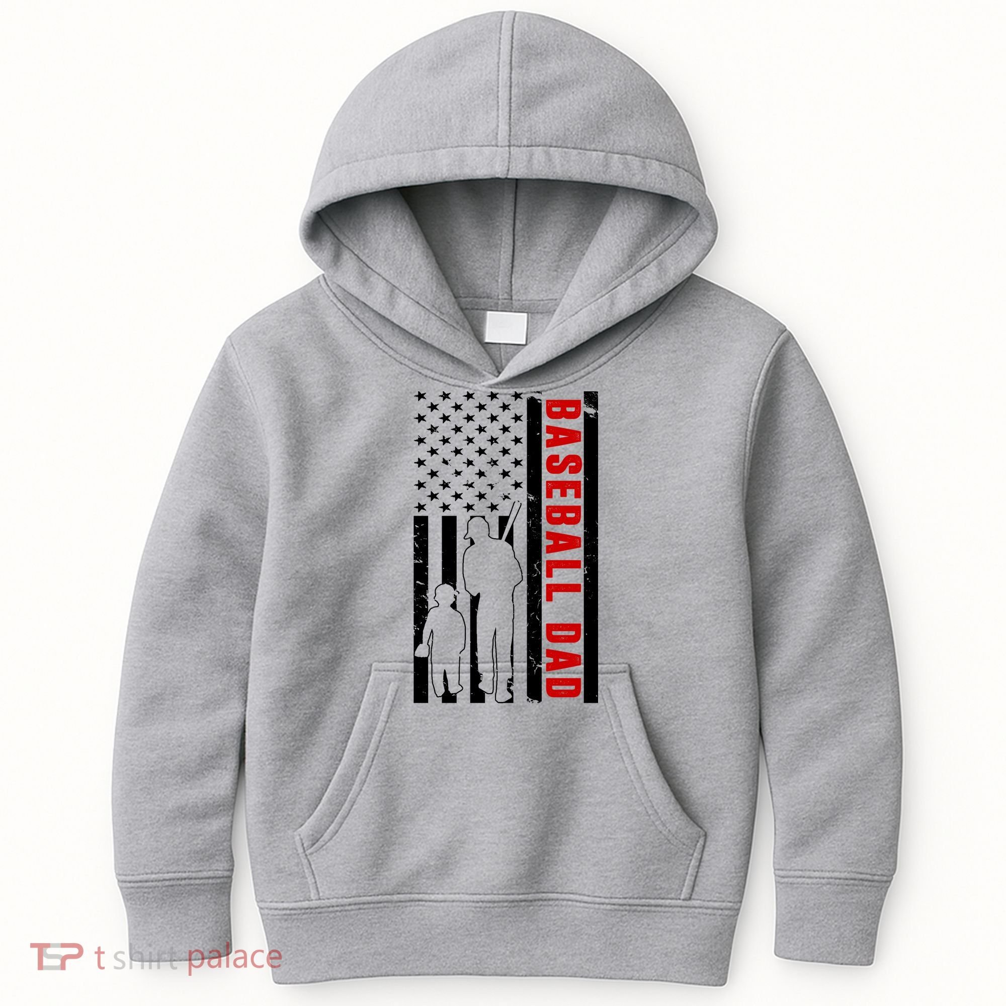 Baseball Dad USA Flag Kids Hoodie