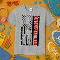 Baseball Dad USA Flag Kids T-Shirt thumb 3