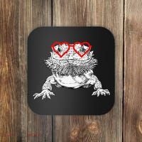 Bearded Dragon Valentines Day Beardie Mom Animal Lover Coaster thumb 0