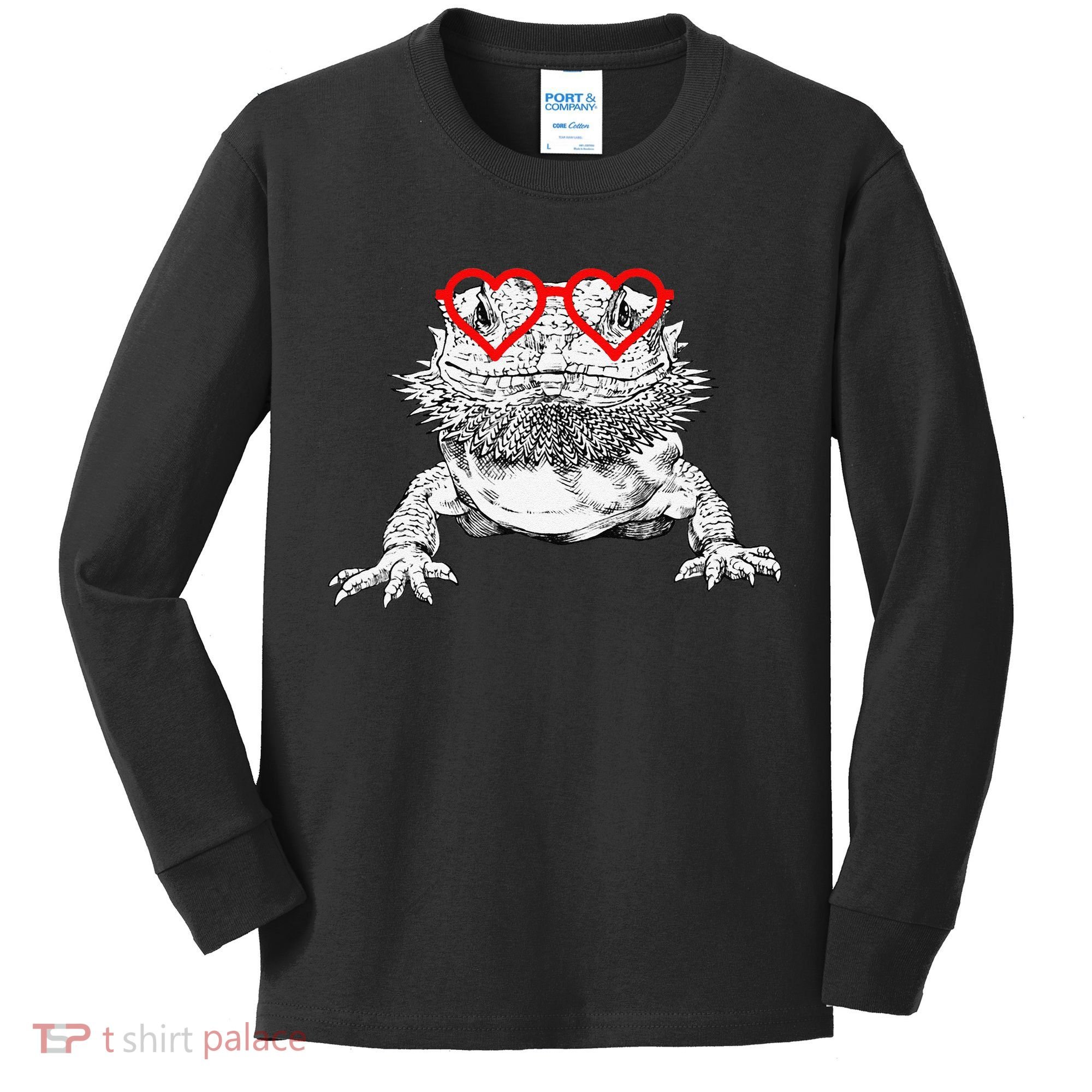 Bearded Dragon Valentines Day Beardie Mom Animal Lover Kids Long Sleeve Shirt