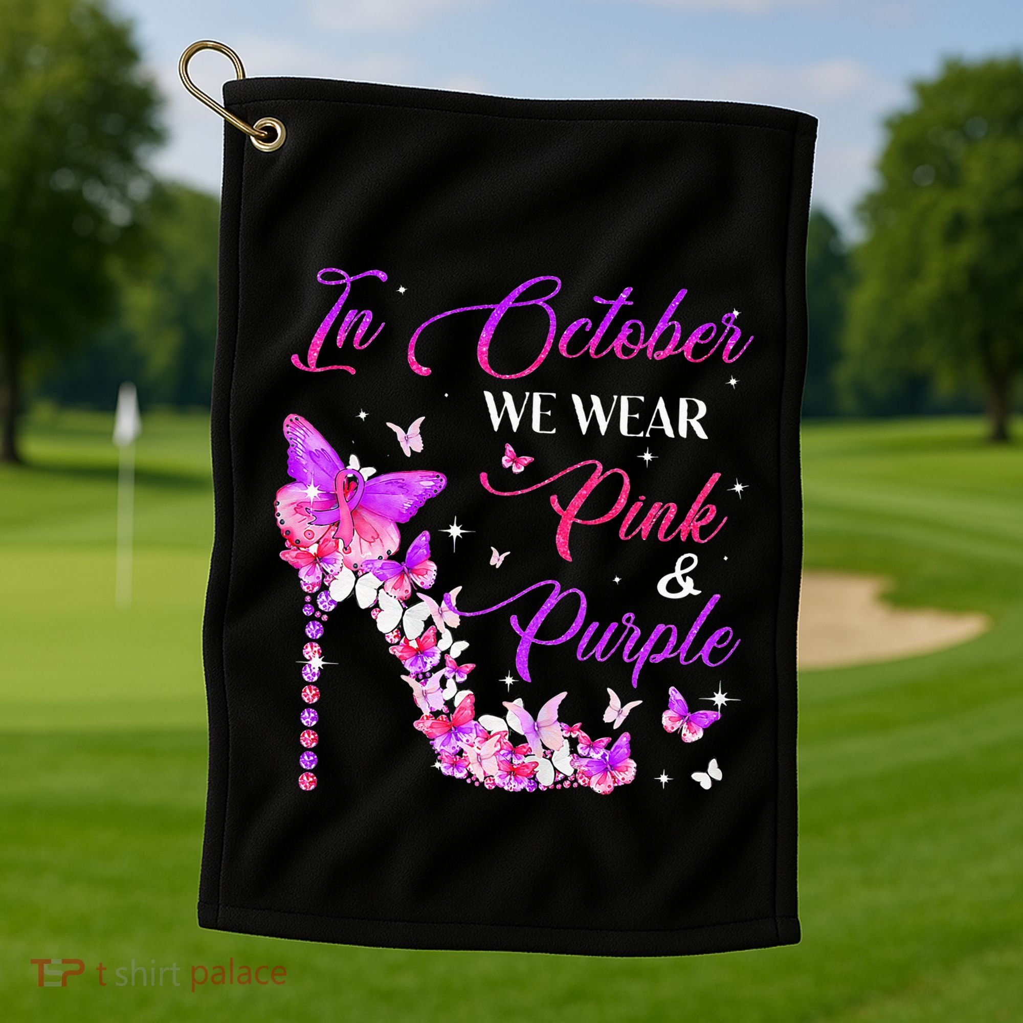 Butterfly Domestic Violence & Breast Cancer Awareness Golf Towel