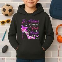 Butterfly Domestic Violence & Breast Cancer Awareness Kids Hoodie thumb 2