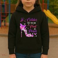 Butterfly Domestic Violence & Breast Cancer Awareness Kids Hoodie thumb 3