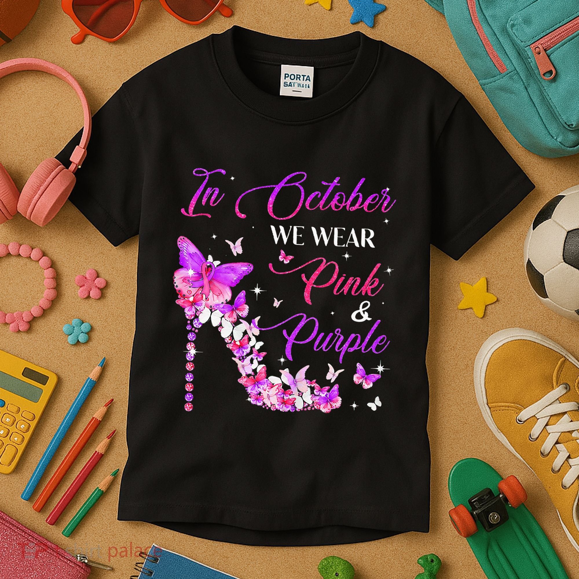 Butterfly Domestic Violence & Breast Cancer Awareness Kids T-Shirt