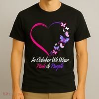 Butterfly Domestic Violence & Breast Cancer Awareness T-Shirt thumb 3