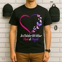 Butterfly Domestic Violence & Breast Cancer Awareness T-Shirt thumb 6