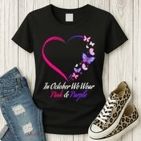 Butterfly Domestic Violence & Breast Cancer Awareness Women's T-Shirt thumb 3