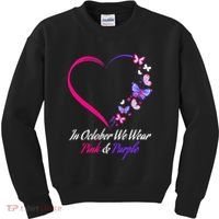 Butterfly Domestic Violence & Breast Cancer Awareness Kids Sweatshirt thumb 0