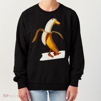Banana Duck Walks Funny Anthropomorphic Fruit Bird Animal Women's Sweatshirt thumb 0