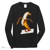 Banana Duck Walks Funny Anthropomorphic Fruit Bird Animal Long Sleeve Shirt thumb 0