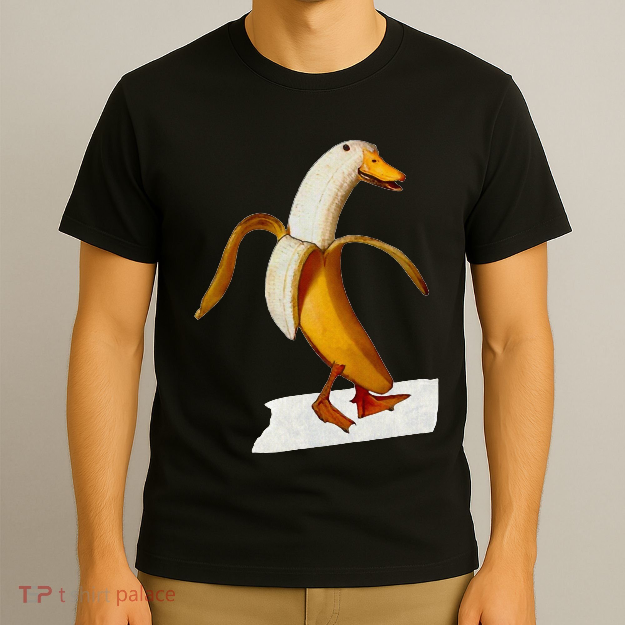 Banana Duck Walks Funny Anthropomorphic Fruit Bird Animal T-Shirt