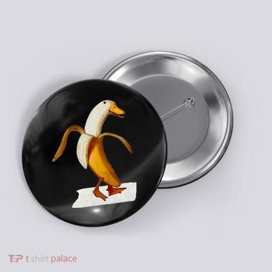 Banana Duck Walks Funny Anthropomorphic Fruit Bird Animal Button