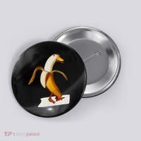Banana Duck Walks Funny Anthropomorphic Fruit Bird Animal Button thumb 0