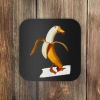 Banana Duck Walks Funny Anthropomorphic Fruit Bird Animal Coaster thumb 0