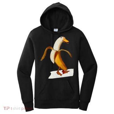 Banana Duck Walks Funny Anthropomorphic Fruit Bird Animal Women's Hoodie