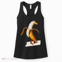 Banana Duck Walks Funny Anthropomorphic Fruit Bird Animal Women's Tank Top thumb 0