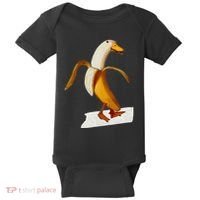 Banana Duck Walks Funny Anthropomorphic Fruit Bird Animal Baby Bodysuit thumb 0